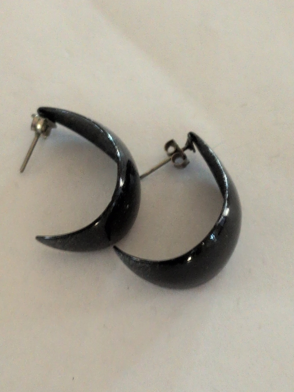 Black Crescent Hoop Earrings - Women Jewelry